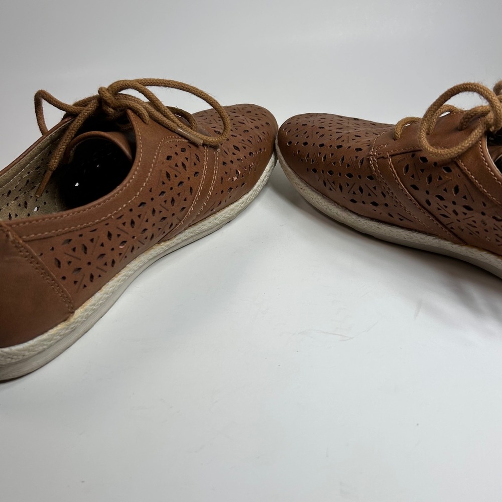 Earth Spirit Gelron Brown Laser Cut Perforated Lace Up Oxfords Womens 8 - Picture 9 of 14